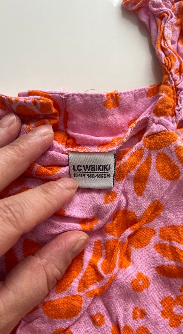 Kız Çocuk Pembe Çiçekli Fırfırlı Bluz - Görsel 2