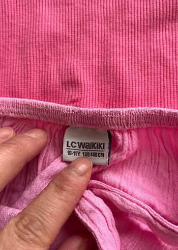 Kız Çocuk Pembe Keten Fırfırlı Bluz 2 adet - Görsel 3