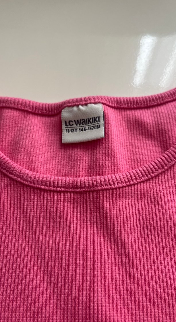 Kız Çocuk Pembe Keten Fırfırlı Bluz 2 adet - Görsel 2