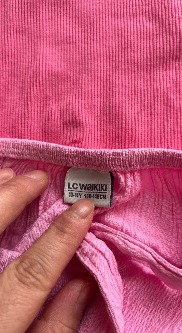 Kız Çocuk Pembe Keten Fırfırlı Bluz 2 adet - Görsel 3