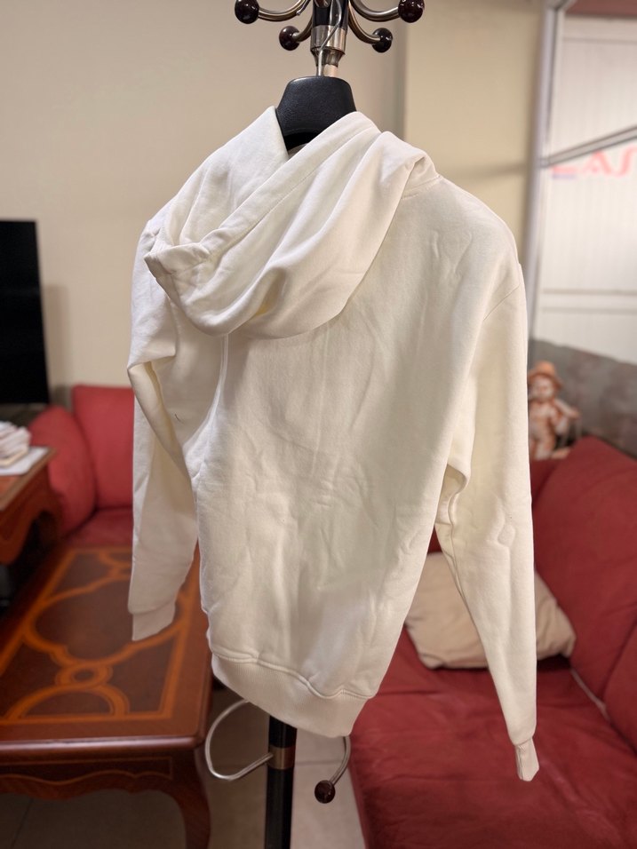 Beyaz Kapüşonlu Baskılı Unisex Sweatshirt - Görsel 2