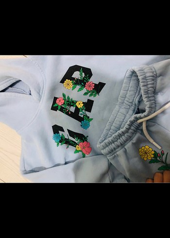 Gap Mavi Kapüşonlu Baskılı Kız Eşofman Takımı - Görsel 3