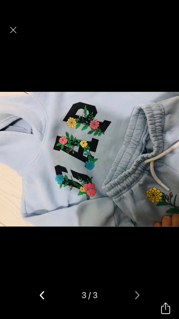 Gap Mavi Kapüşonlu Baskılı Kız Eşofman Takımı - Görsel 3