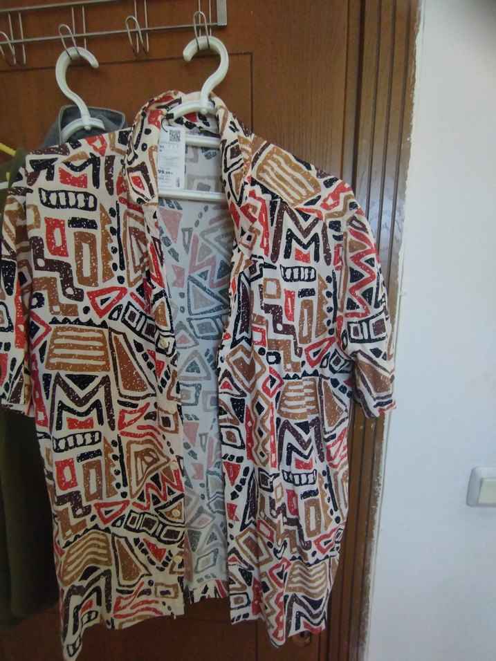 hiç giyilmedi.Bohem Desenli Kısa Kollu Erkek Gömlek - Görsel 3