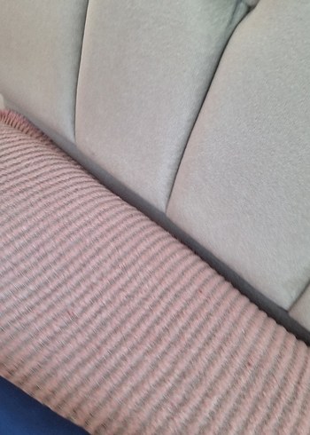 Kadın Mavi Keten Kuşaklı tulum - Görsel 4