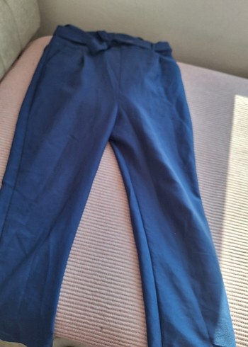 Kadın Mavi Keten Kuşaklı tulum - Görsel 3