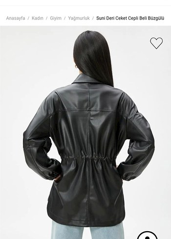 koton Düğmeli Siyah Deri Kadın Ceket - Görsel 2