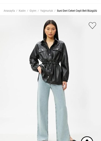 koton Düğmeli Siyah Deri Kadın Ceket - Görsel 3