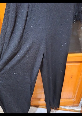 Efelif Siyah V Yaka Simli Midi Tulum - Görsel 3