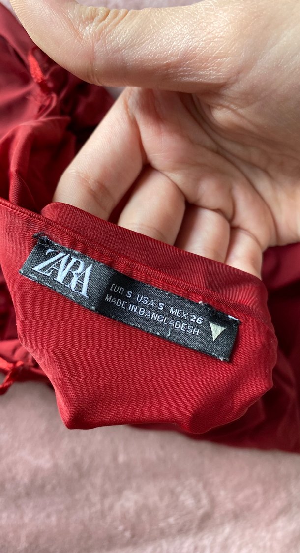 Bordo Drapeli V Yaka Kolsuz Mini Bluz - Görsel 4