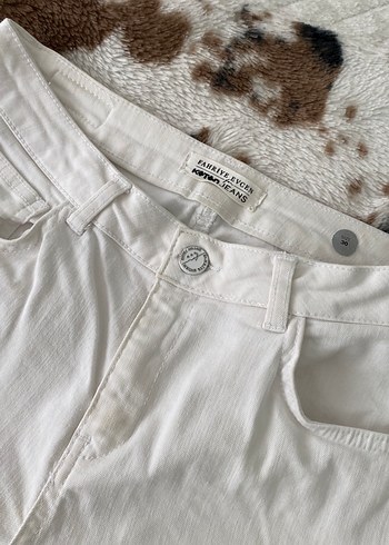 Beyaz Loose Fit Kadın Kot Pantolon - Görsel 2