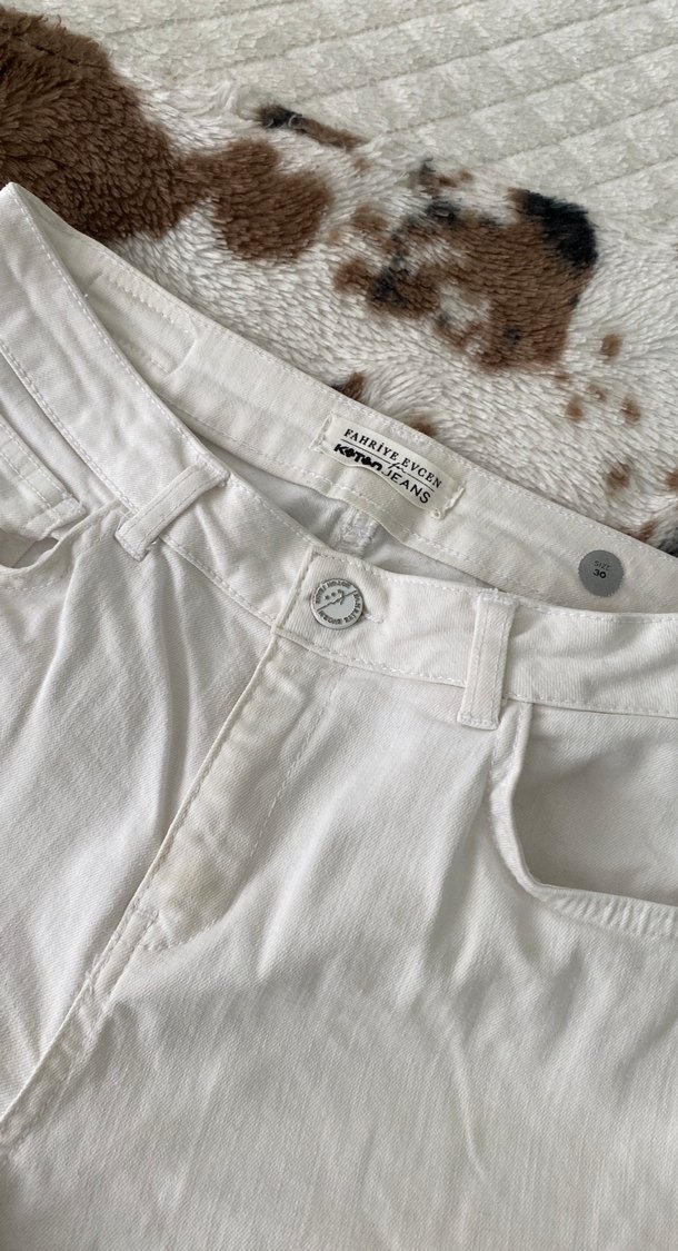 Beyaz Loose Fit Kadın Kot Pantolon - Görsel 2