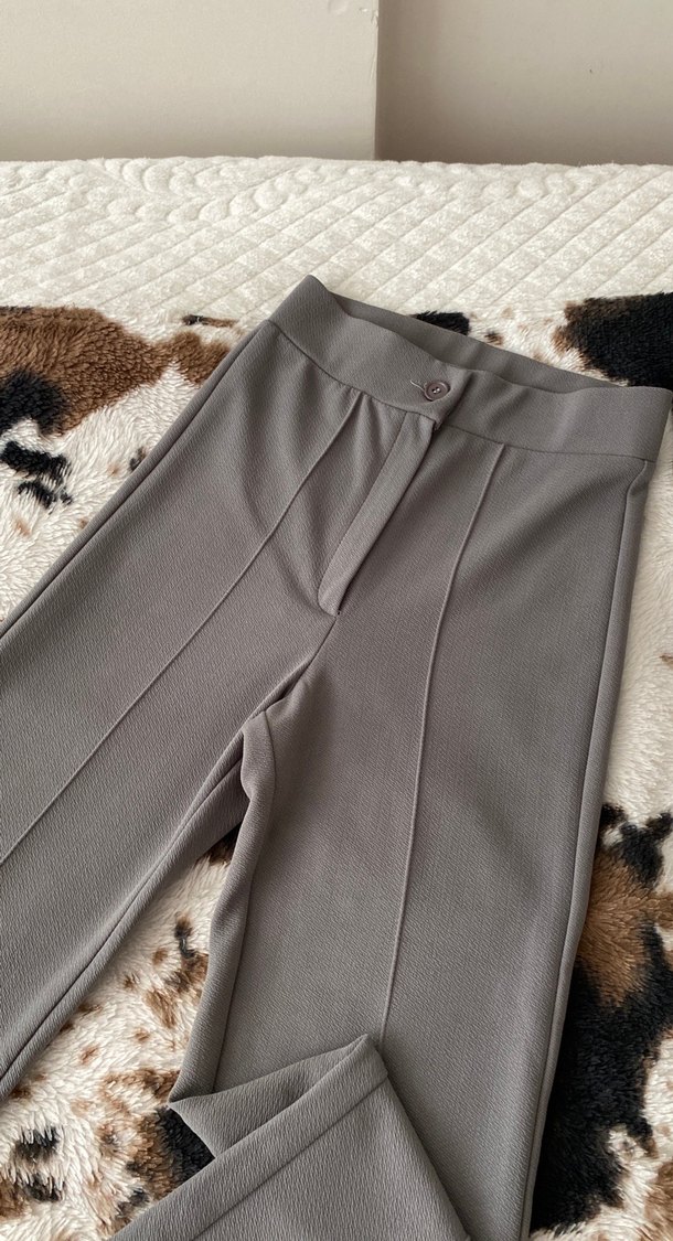 Gri Regular Fit Kadın Kumaş Pantolon - Görsel 2