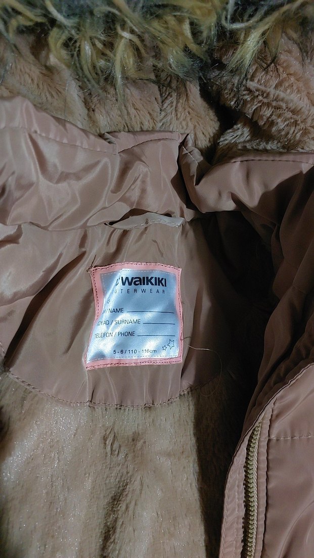 Kürk Detaylı Bej Kiz  Kaban - Görsel 2