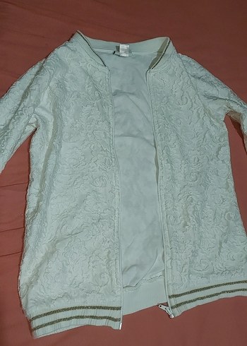 Kız Çocuk Beyaz Dantel Detaylı Ceket - Görsel 3