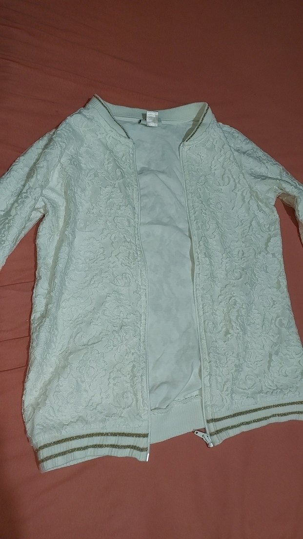 Kız Çocuk Beyaz Dantel Detaylı Ceket - Görsel 3