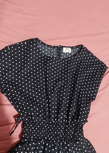 kiz çocuk Siyah Puantiyeli Uzun Tulum - Görsel 2