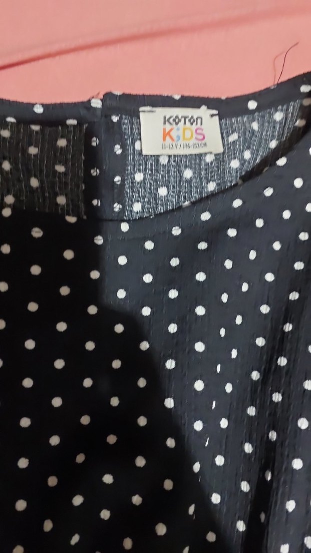 kiz çocuk Siyah Puantiyeli Uzun Tulum - Görsel 3