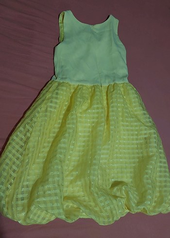 Sarı Kız Çocuk Straplez Piliseli Elbise - Görsel 2