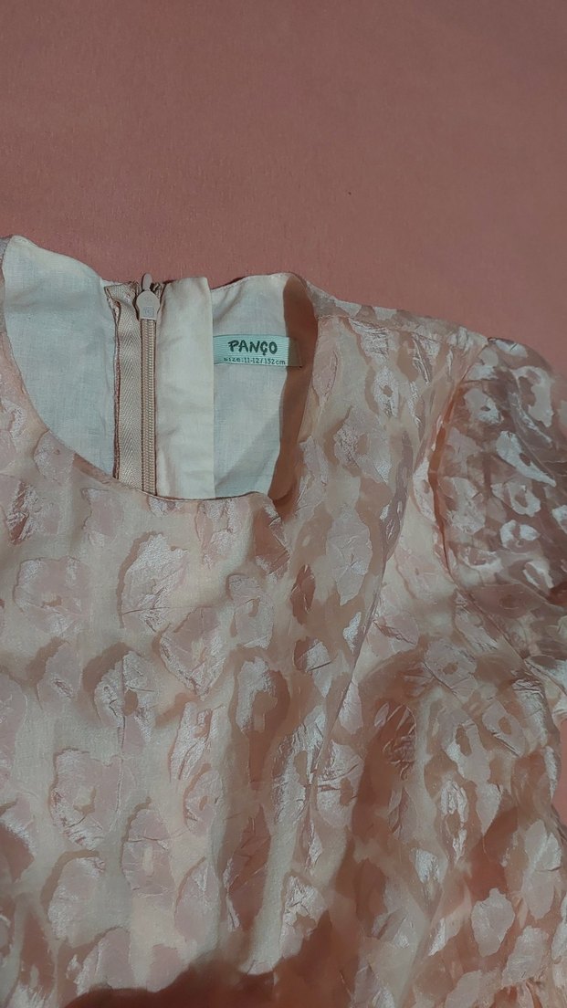 Bej Dantelli Uzun Kollu Kız Elbisesi - Görsel 2