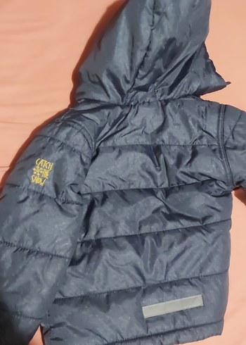 Kapüşonlu Erkek bebek Gri Fermuarlı Mont - Görsel 4