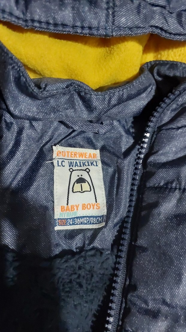 Kapüşonlu Erkek bebek Gri Fermuarlı Mont - Görsel 3