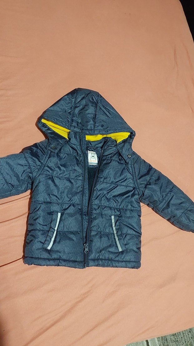 Kapüşonlu Erkek bebek Gri Fermuarlı Mont - Görsel 2