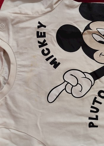 disney mickey mouse Beyaz Baskılı Pamuklu Çocuk Pijama Takımı - Görsel 3