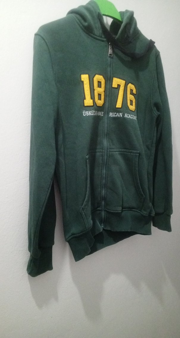 Erkek Çocuk Yeşil Fermuarlı Sweatshirt - Görsel 3