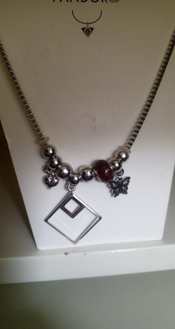 Pandora Uzun Boncuklu Gri Kadın Kolye - Görsel 2