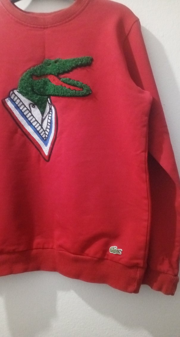 Kırmızı Nakışlı Erkek Sweatshirt - Görsel 3