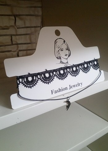 Siyah Dantel Gotik Mini Kolye - Görsel 2