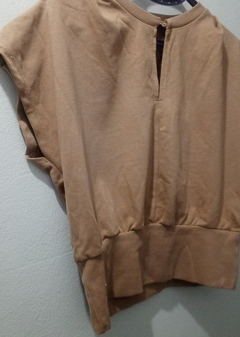 Bej Kadın Kısa Kollu Salaş Tişört - Görsel 6