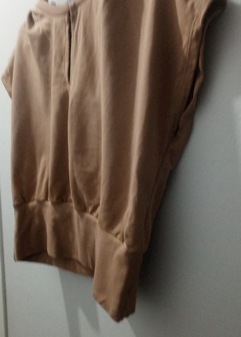 Bej Kadın Kısa Kollu Salaş Tişört - Görsel 7