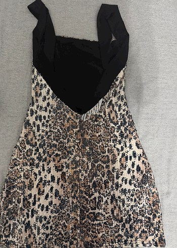 Kahverengi leopar desenli Askılı Midi Elbise - Görsel 2