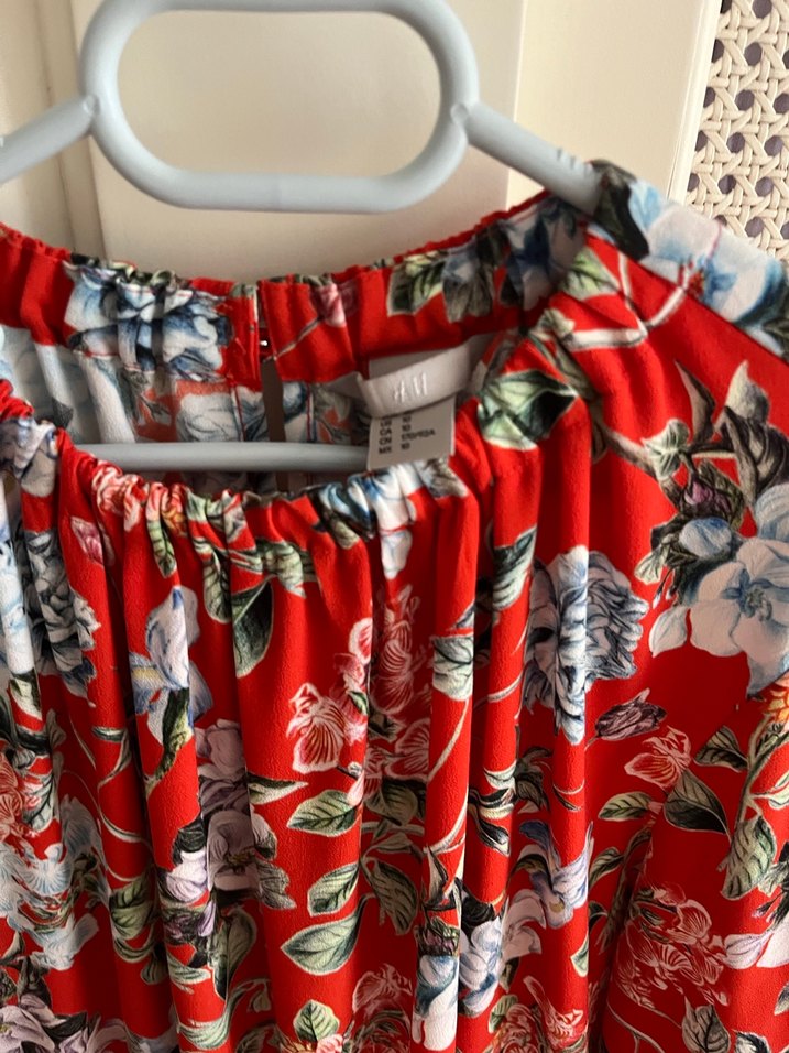 Kırmızı Bohem Uzun Kollu Salaş Elbise - Görsel 3