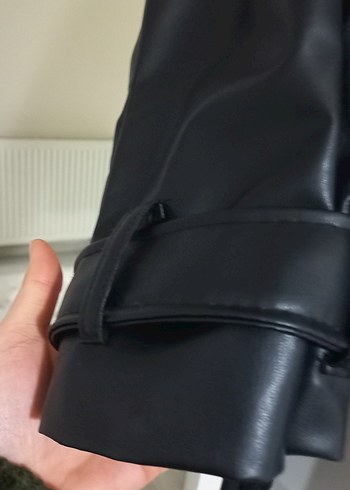 Kadın Siyah Deri Biker Ceket - Görsel 2