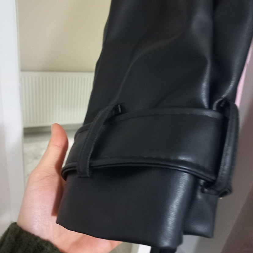 Kadın Siyah Deri Biker Ceket - Görsel 2