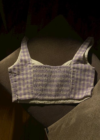 Ekose Desenli Mor Straplez Büstiyer - Görsel 2