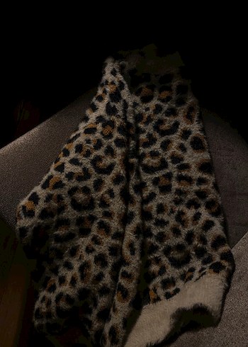 Kahverengi Leopar Desenli Kadın Triko Kazak - Görsel 2