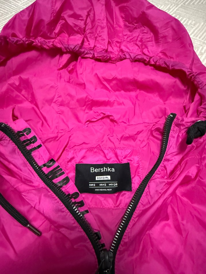 Pembe Kapüşonlu Fermuarlı Kadın Ceket - Görsel 2