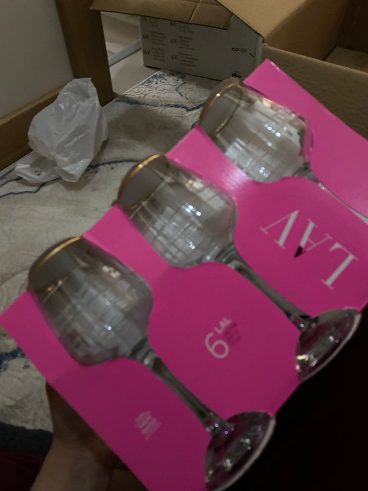 5 kişilik su seti kristal kendinden desenli gold detaylı - Görsel 3