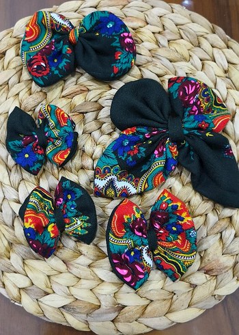 Renkli Bohem Kadın Saç Tokası Fiyonk Seti - Görsel 5