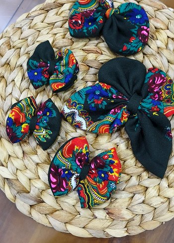 Renkli Bohem Kadın Saç Tokası Fiyonk Seti - Görsel 2