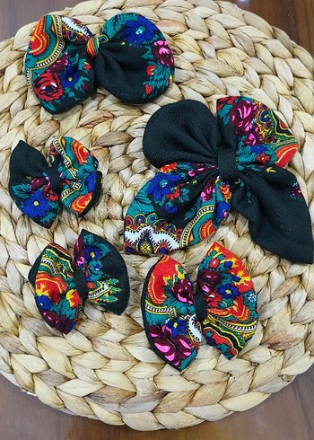 Renkli Bohem Kadın Saç Tokası Fiyonk Seti - Görsel 6