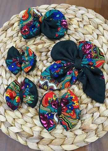 Renkli Bohem Kadın Saç Tokası Fiyonk Seti - Görsel 4