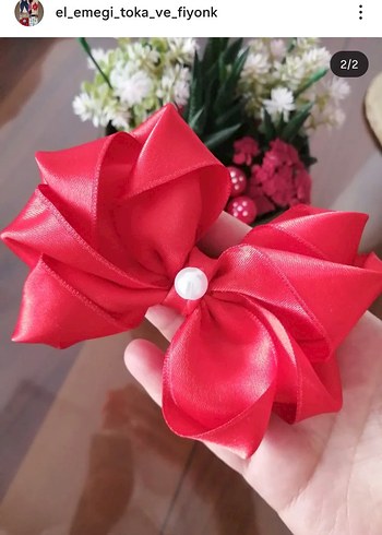 Kırmızı Fiyonk Detaylı Çocuk Saç Tokası - Görsel 2