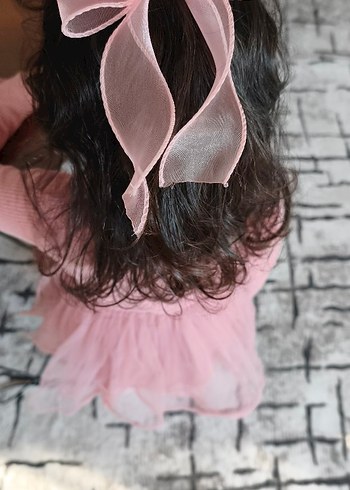 Pembe Fiyonk Desenli Çocuk Saç Tokası - Görsel 3