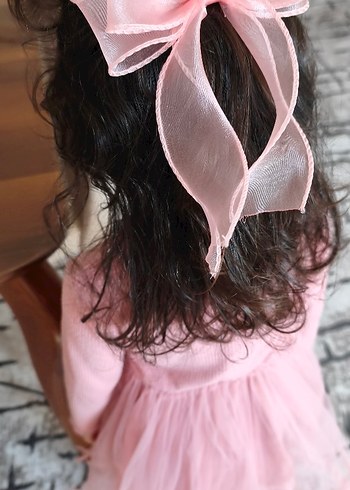 Pembe Fiyonk Desenli Çocuk Saç Tokası - Görsel 5