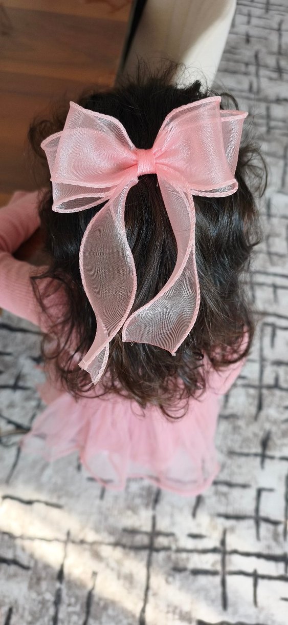 Pembe Fiyonk Desenli Çocuk Saç Tokası - Görsel 2